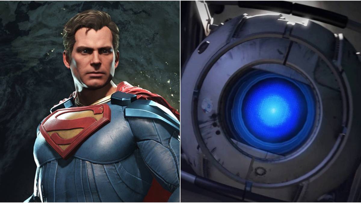 Split Featured Image With Superman From Injustice and Wheatley From Portal 2