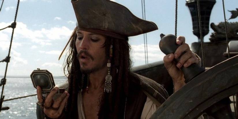 Jack Sparrow looking at his compass