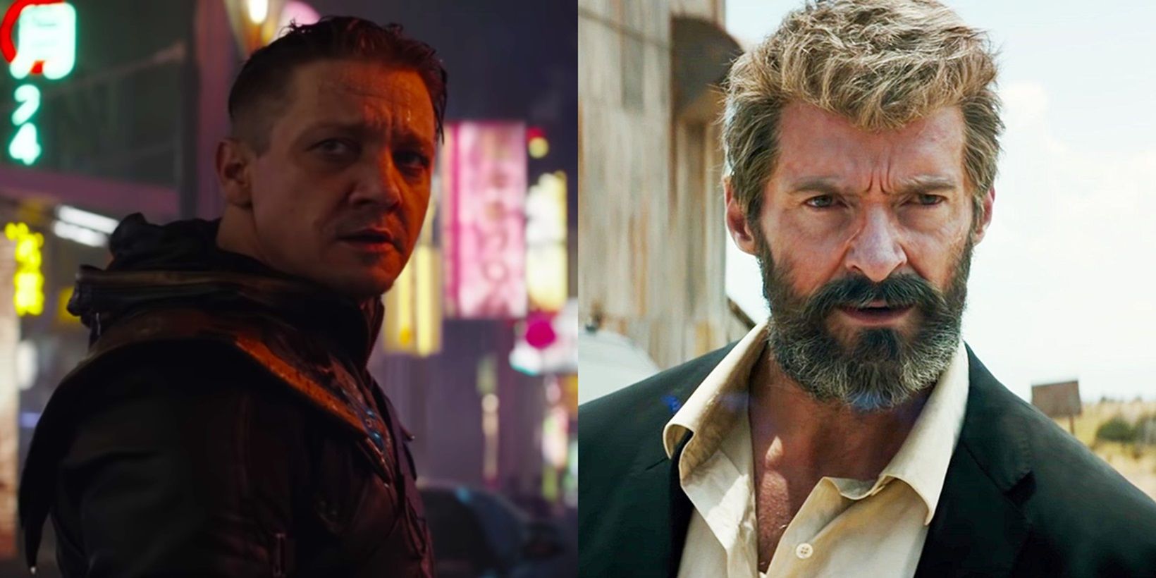 Jeremy Renner as Ronin in Avengers Endgame and Hugh Jackman as Wolverine in Logan