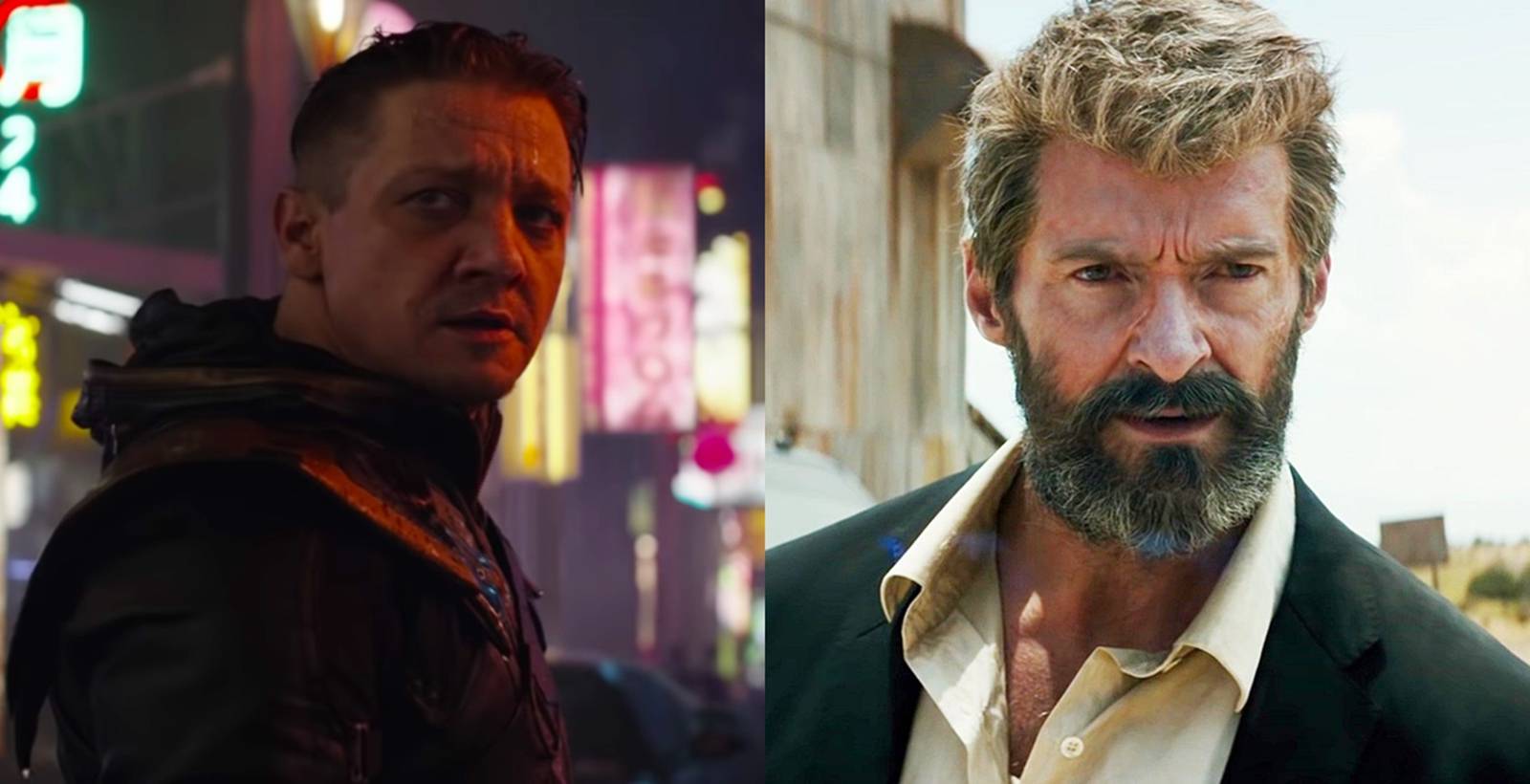 Jeremy Renner as Ronin in Avengers Endgame and Hugh Jackman as Wolverine in Logan