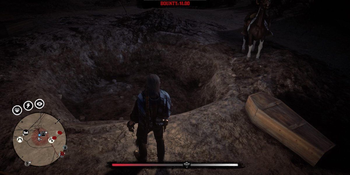 John Marston standing over a mass grave in Armadillo in Red Dead Redemption 2