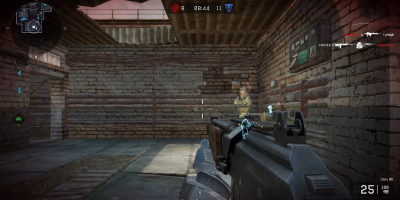 Warface player in a covered area