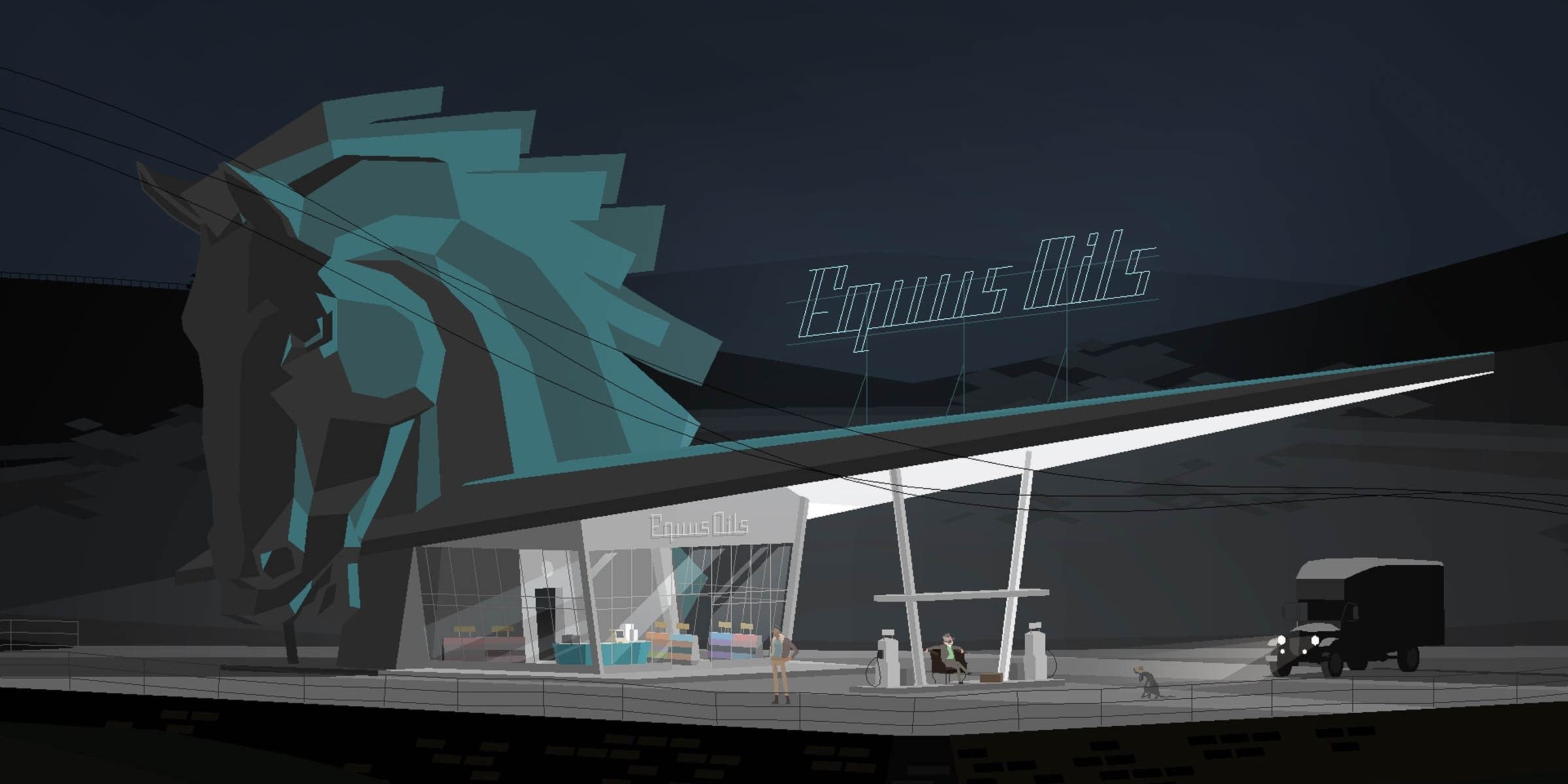 Equus Oils gas station in Kentucky Route Zero