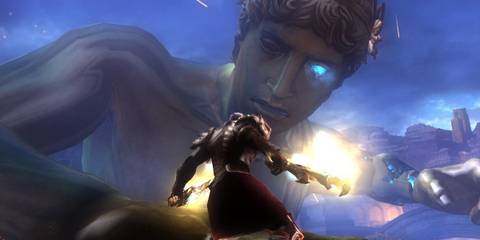 The Colossus of Rhodes looms over Kratos in God of War II