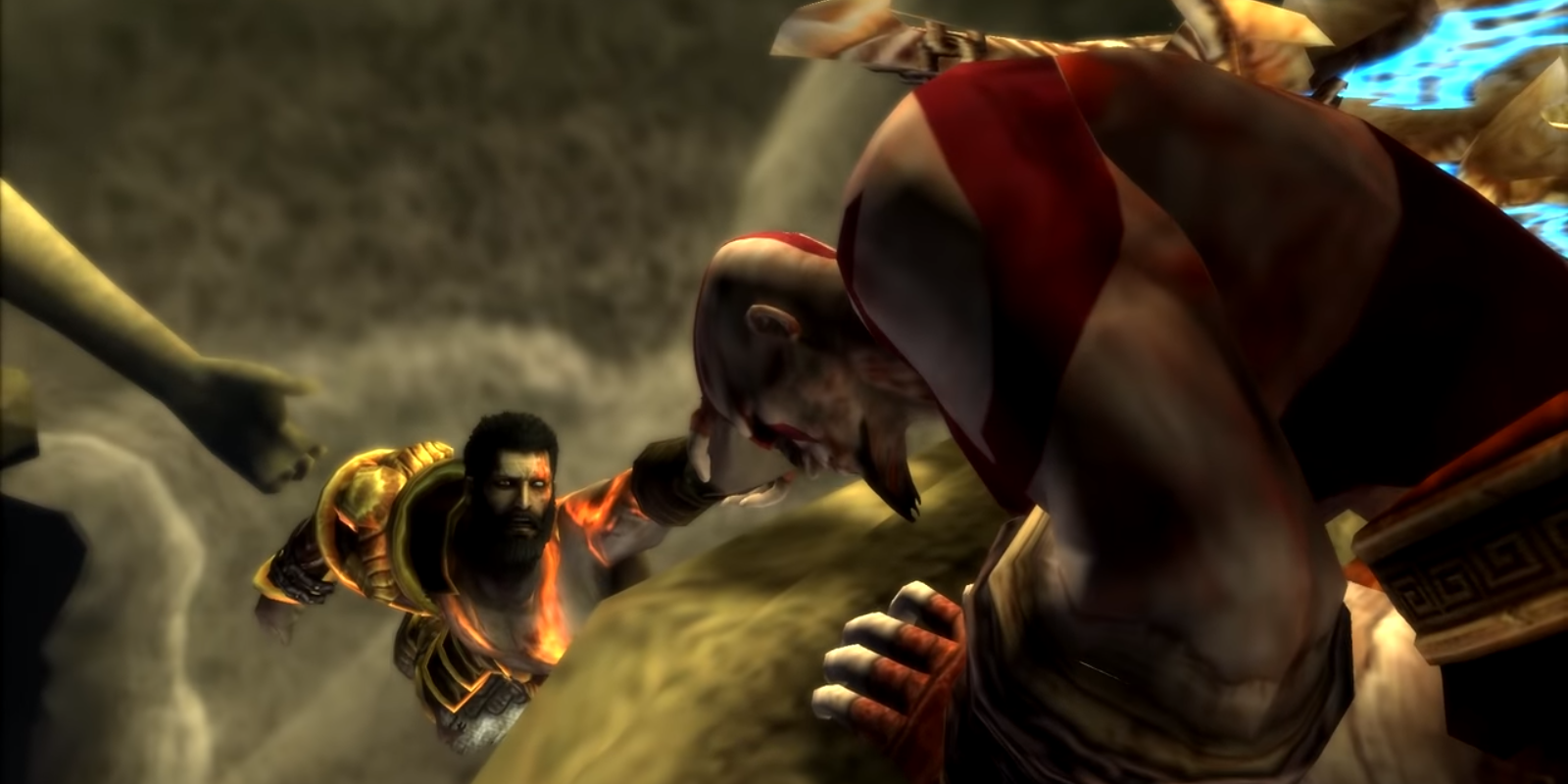 Кратос спасает своего брата Деймоса в God of War: Ghost of Sparta.