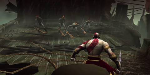 Kratos faces monsters in the original God of War