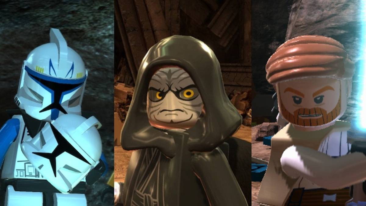 LEGO Star Wars 3 The Clone Wars split image Rex, The Emperor and Kenobi