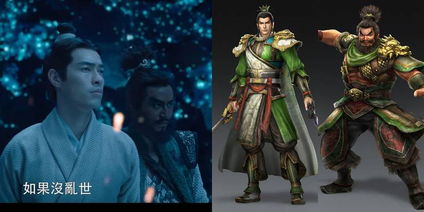 Live Action Liu Bei and Zhang Fei and Videogame Liu Bei and Zhang Fei