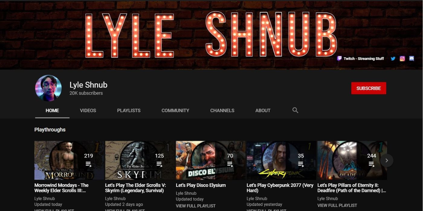 Lyle Shnub YouTube Channel