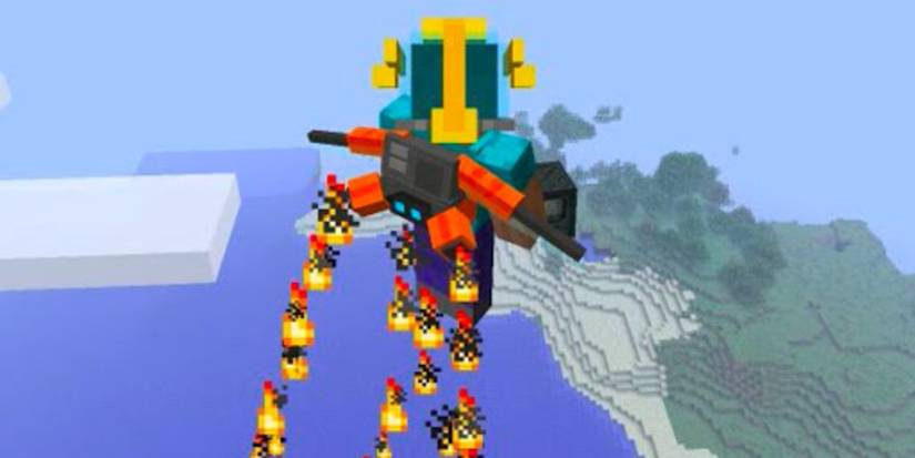 Minecraft Mekanism mod with player using a jetpack