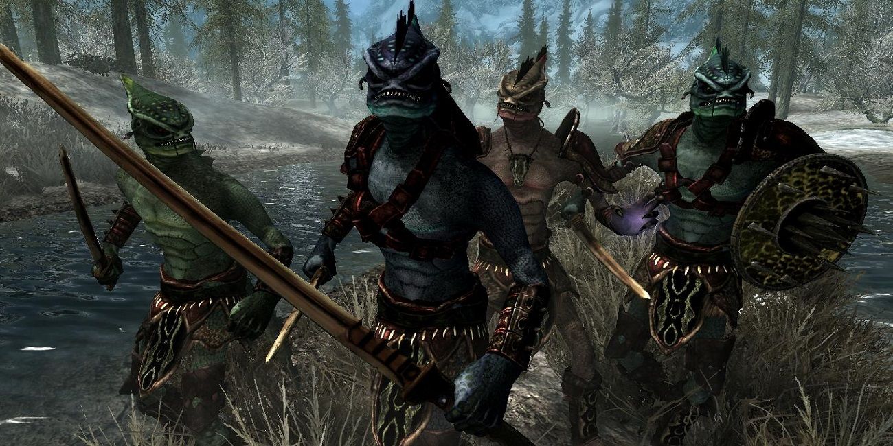 Elder Scrolls Argonian Naga Patrol in the Marshlands of Skyrim