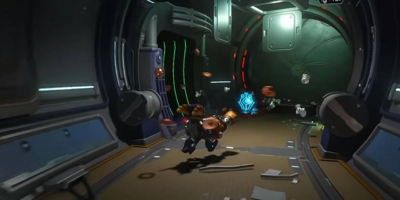 Trespasser puzzle door on Blarg Space Station in Ratchet and Clank remake
