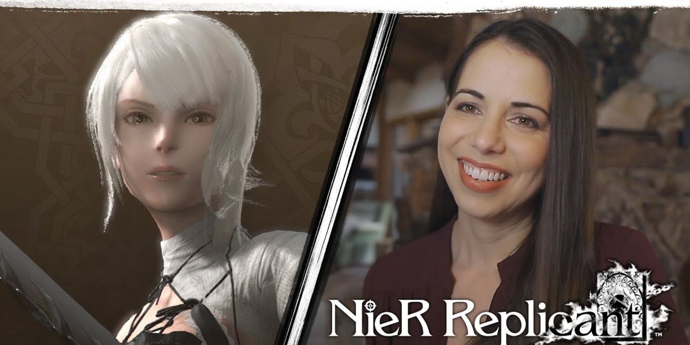 Nier Replicant Kaine on the left with voice actress Laura Bailey on the right