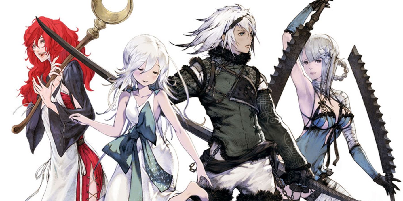 Nier Replicant characters left to right Devola Yonah Protagonis and Kaine