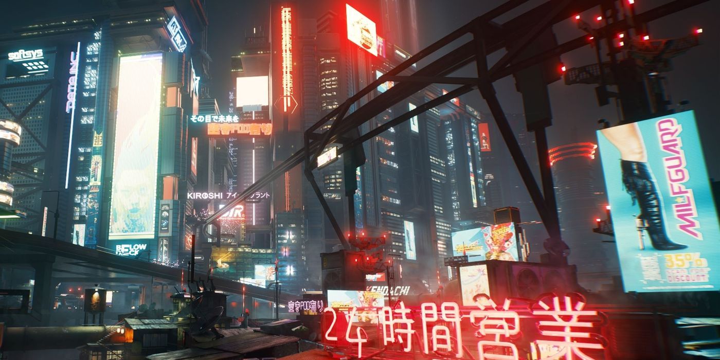 Cyberpunk 2077 Night City at Night Neon Lights and Skyscrapers