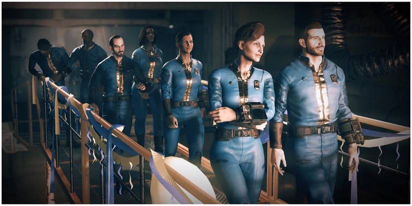 Vault dwellers walking in a vault