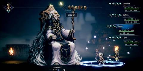 Fighting an enemy in Octopath Traveler