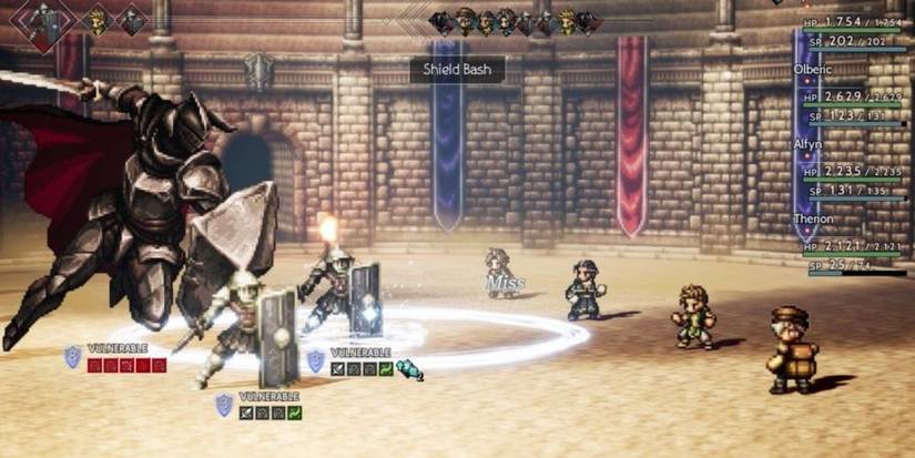 Octopath Traveler fighting Gustav in Olberic's story