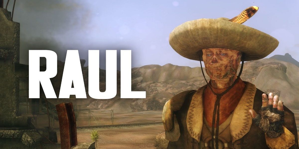 Fallout New Vegas Raul in His Old Gunslinger Outfit His Name Appearing On Screen He is Waving