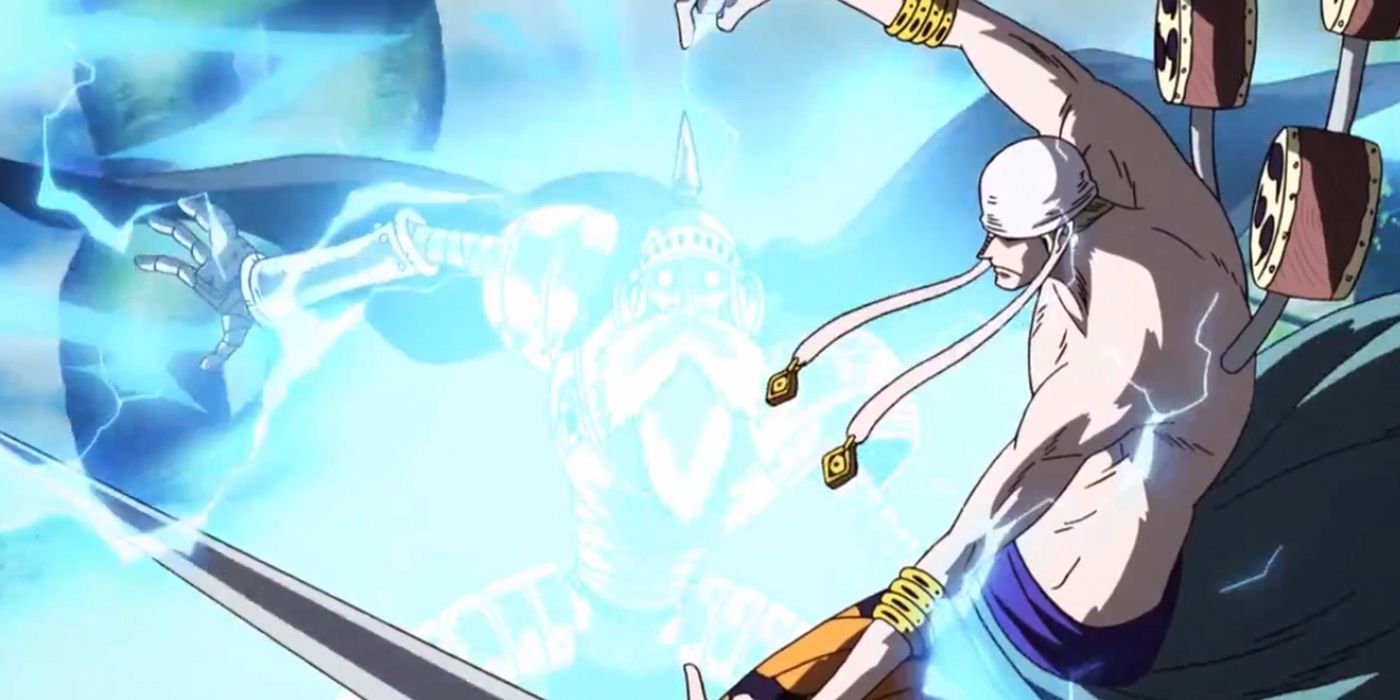 One Piece - Enel Using His Devil Fruit To Shock The Skypiea God Unconcious
