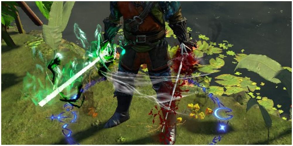 Path Of Exile Duelist With Viper Strike On A Sword