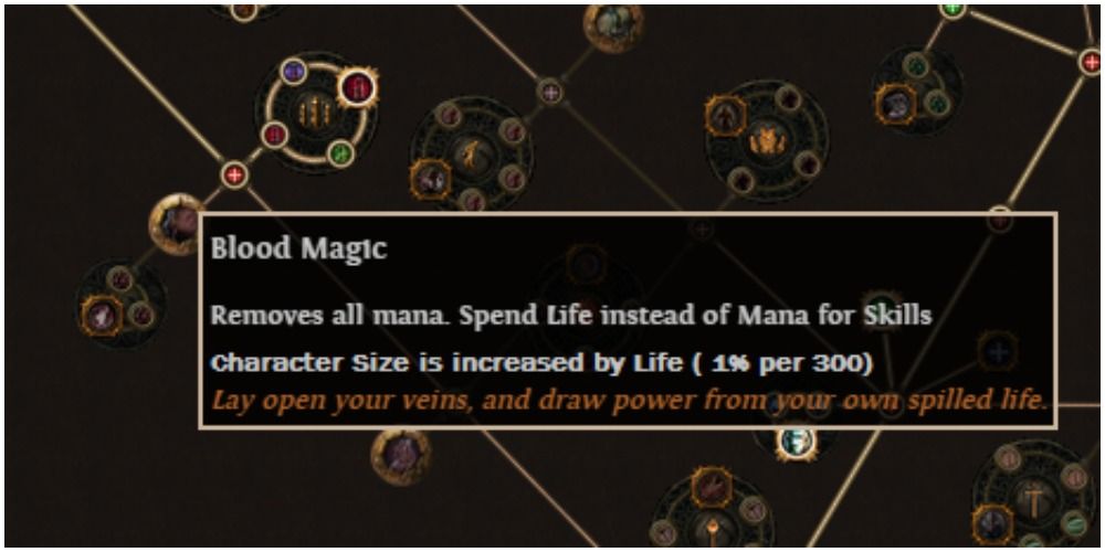 Path Of Exile In Game Description Of The Blood Magic Skill