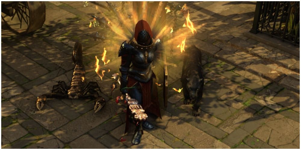 Path Of Exile Witch With Minions Buffed By Auras