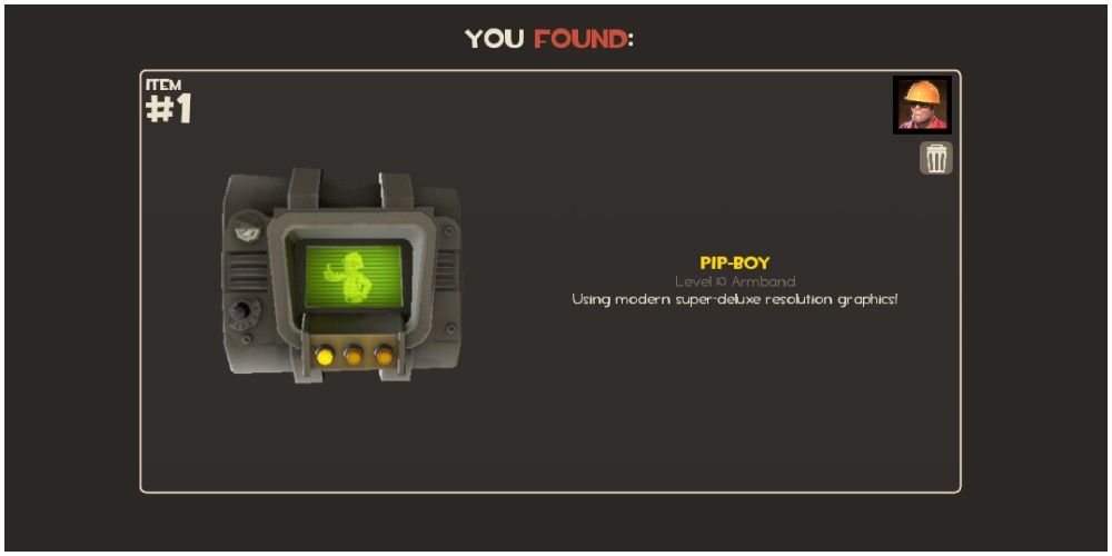 A player finding the Pip-Boy in TF2