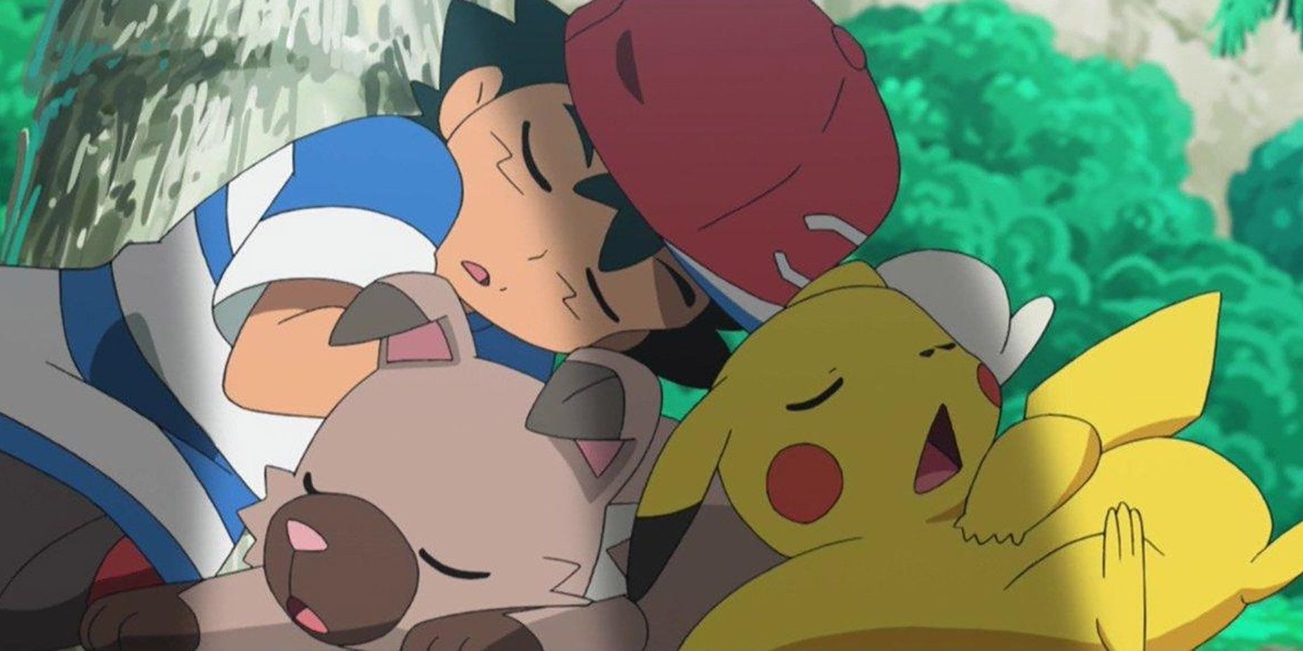 Pokemon Ash Rockruff Pikachu Sleeping