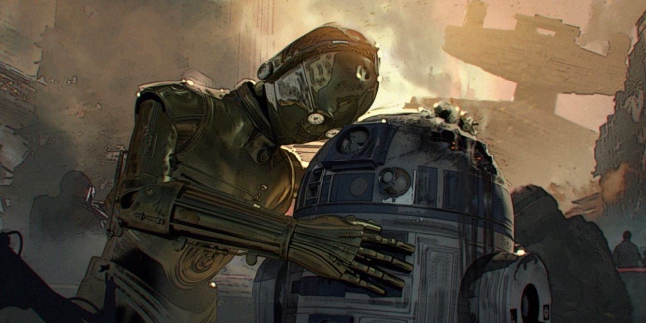 R2-D2 and C-3PO in Duel of the Fates concept art