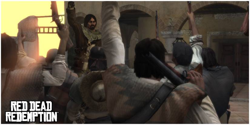 The Mexican rebels cheering at a camp