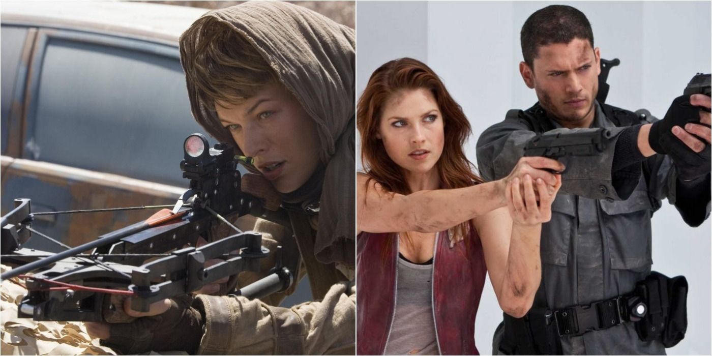 Resident Evil Movies Featured Split Image Alice and Claire and Chris