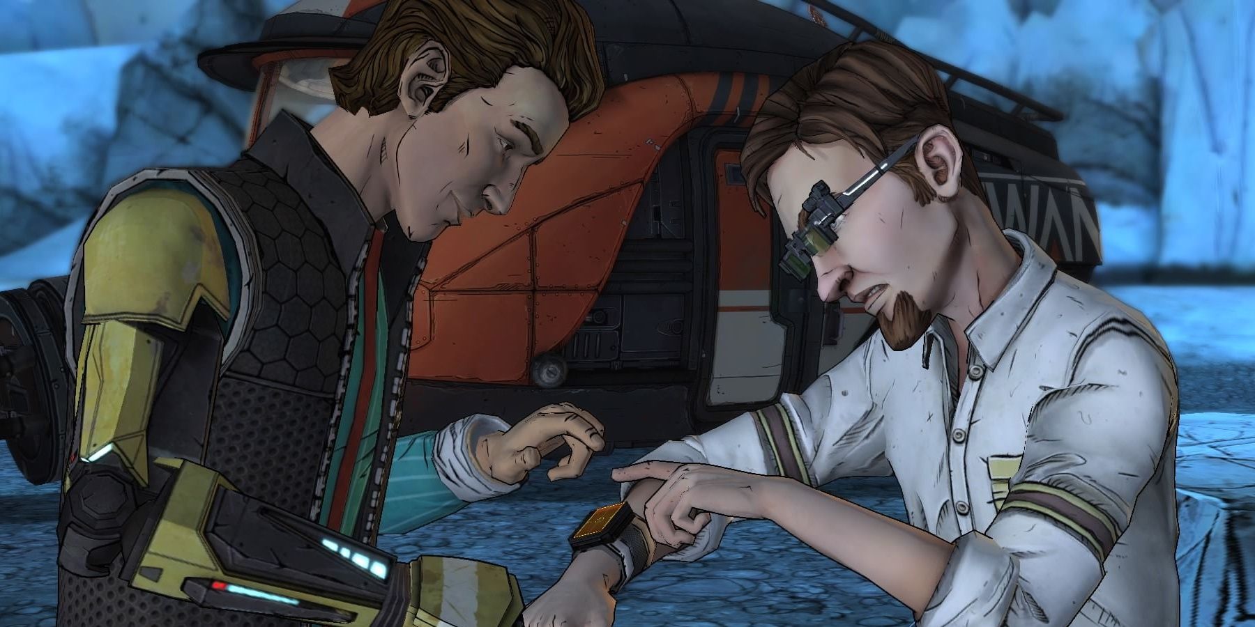 Rhys & Vaughn Playing Pong On A Watch In Tales From The Borderlands