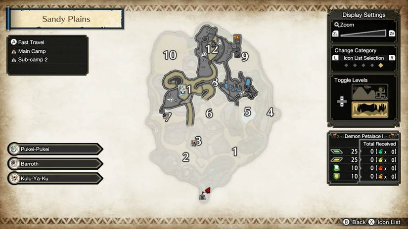 Sandy Plains Lower Level Map Bonepile Locations