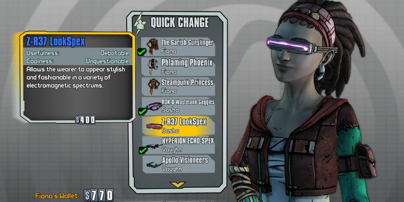 Sasha Using Quick Change Station In Tales From The Borderlands
