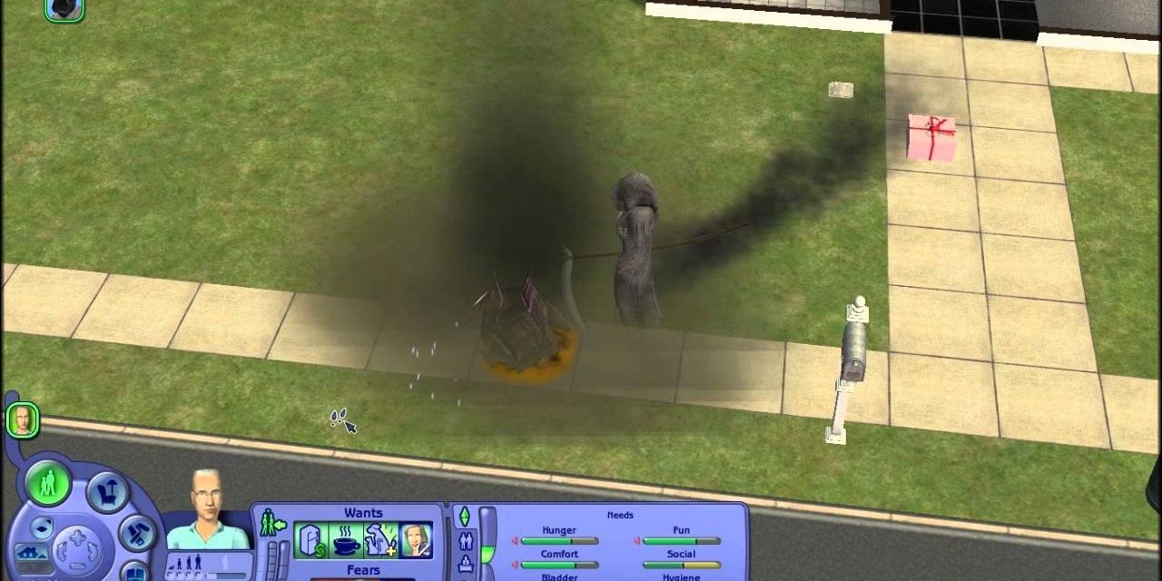 Sim Killed By Satellite From The Sims 2