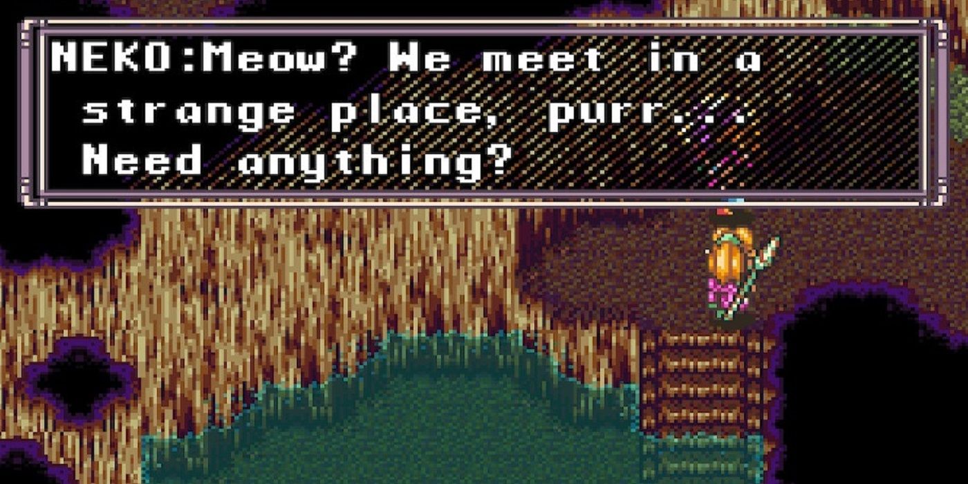 Secret of Mana The player speaks to the merchant.