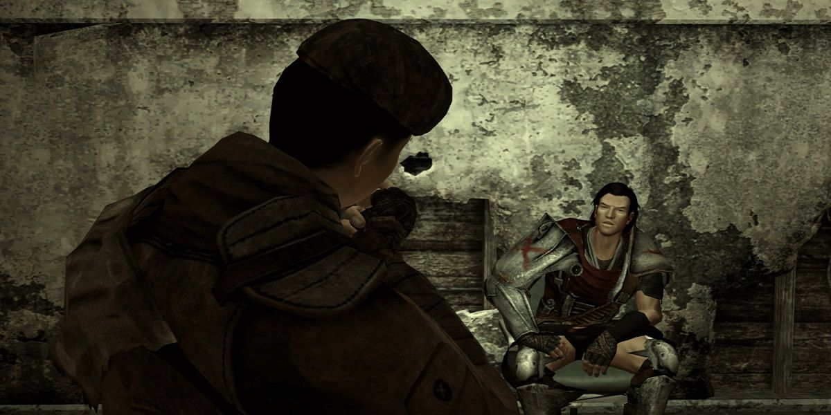 Fallout New Vegas NCR Soldier Interrogating Silus of Caesar's Legion