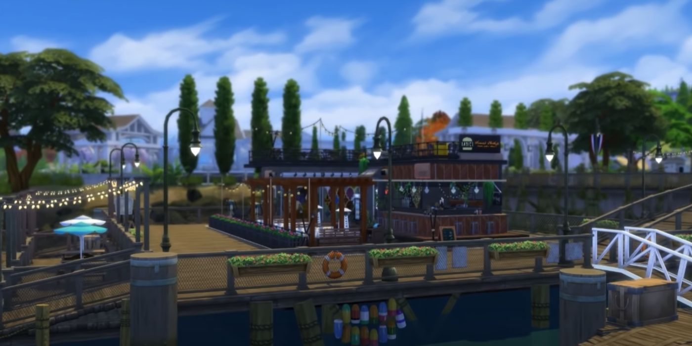 Sims 4 street bar and grill inside shipping container