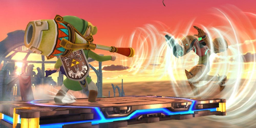 Super Smash Bros Ultimate Toon Link Using Gust Bellows On Samus