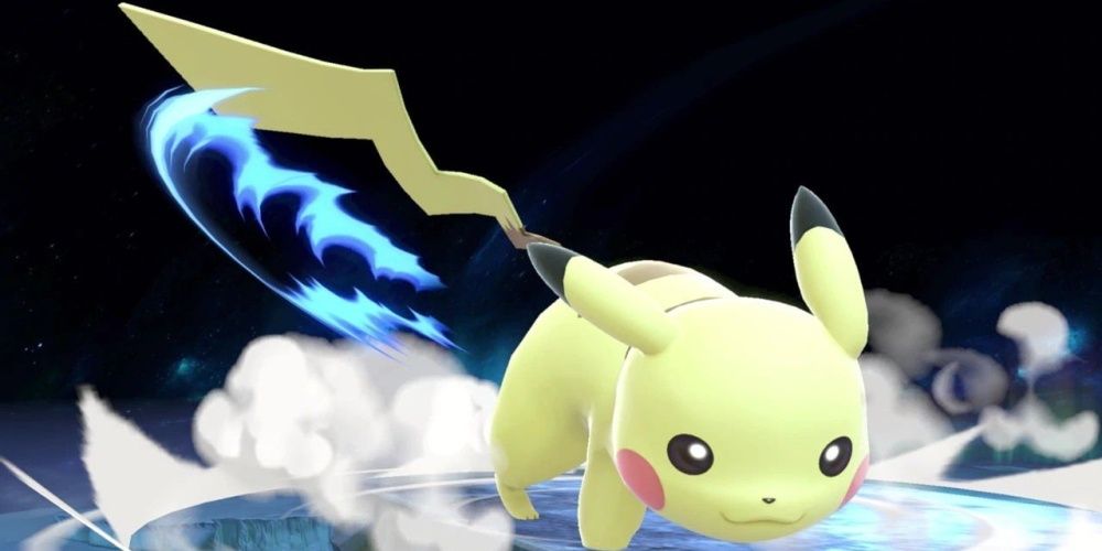 Super Smash Bros Ultimate Pikachu Attacking With a Down Smash
