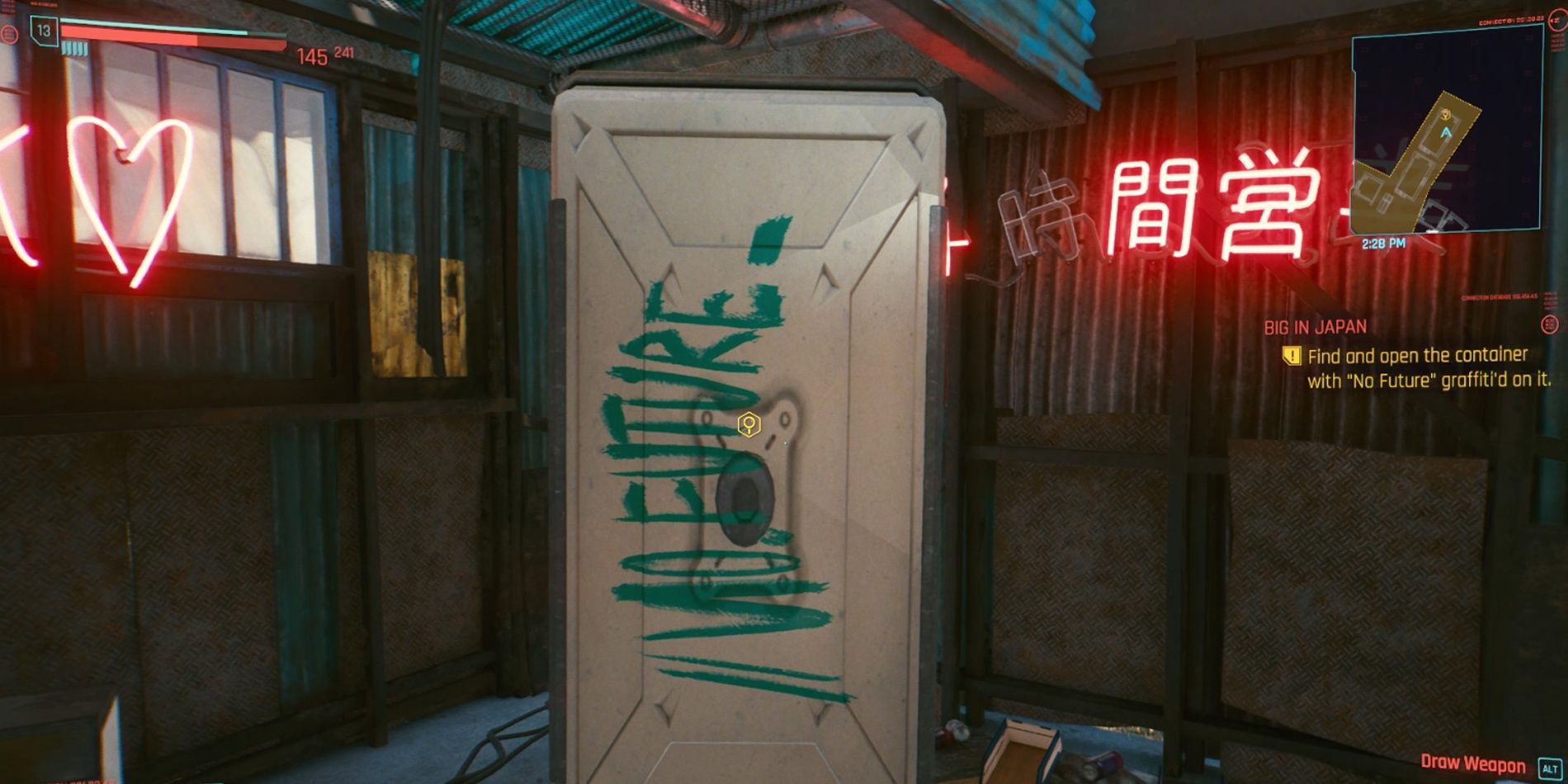 V finds the mysterious crate from Japan in Cyberpunk 2077