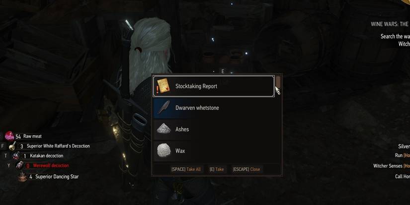 Geralt is looting the stoctaking report