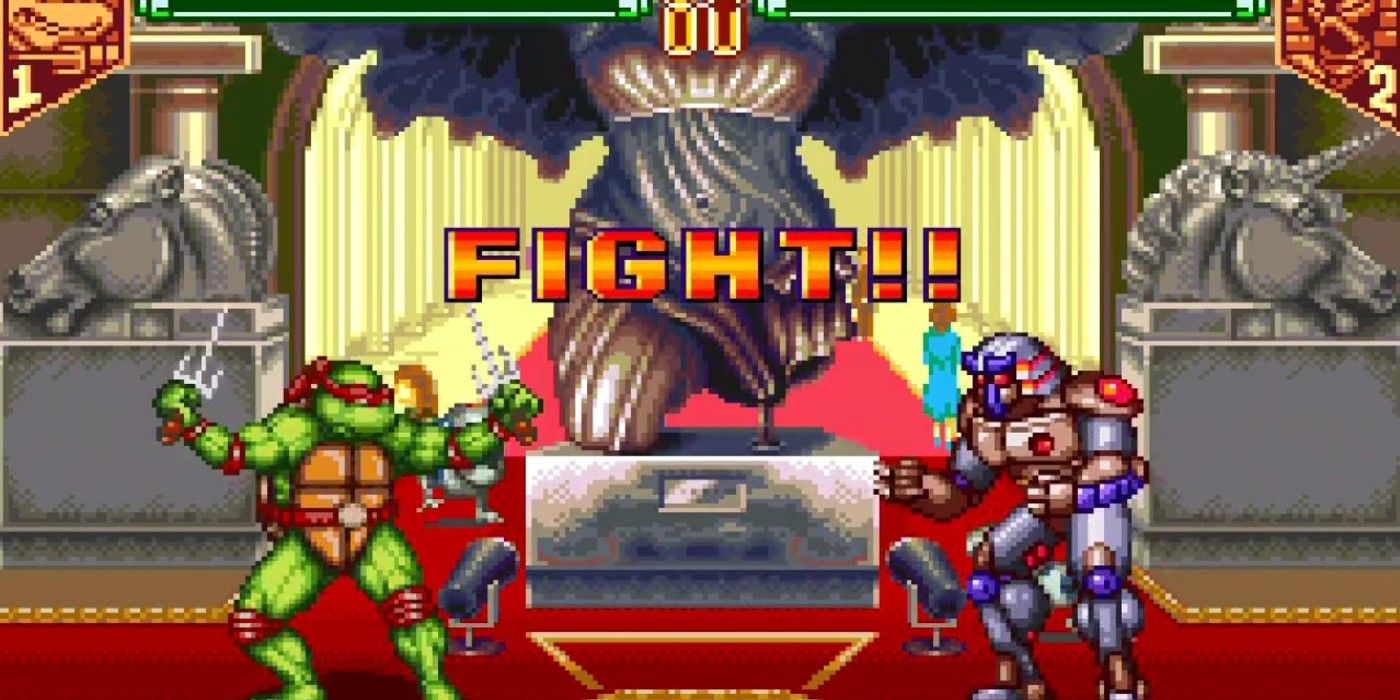 TMNT Tournament Fighters start fight Raphael facing robot
