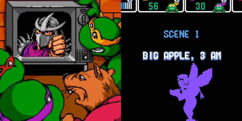 TMNT Turtles in Time intro cut scene Big Apple 3 AM