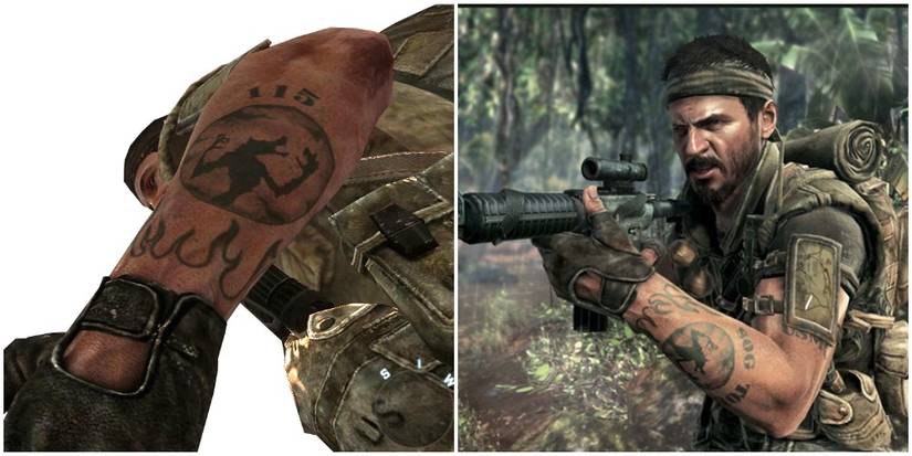 The wolf tattoo with 115 over it and then with SOG Tough over it