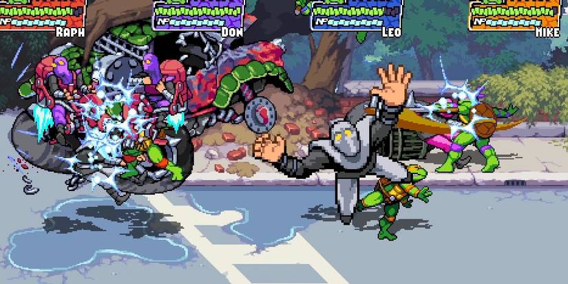 Teenage Mutant Ninja Turtles Shredder's Revenge gameplay throwing Foot soldier