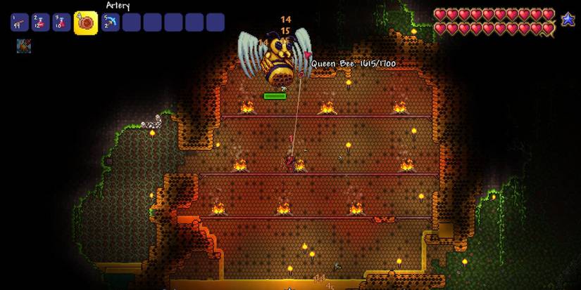 Terraria Queen Bee Arena Fight