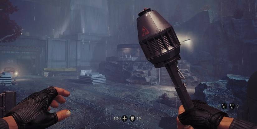 BJ Holding A Tesla Grenade In Wolfenstein The New Order