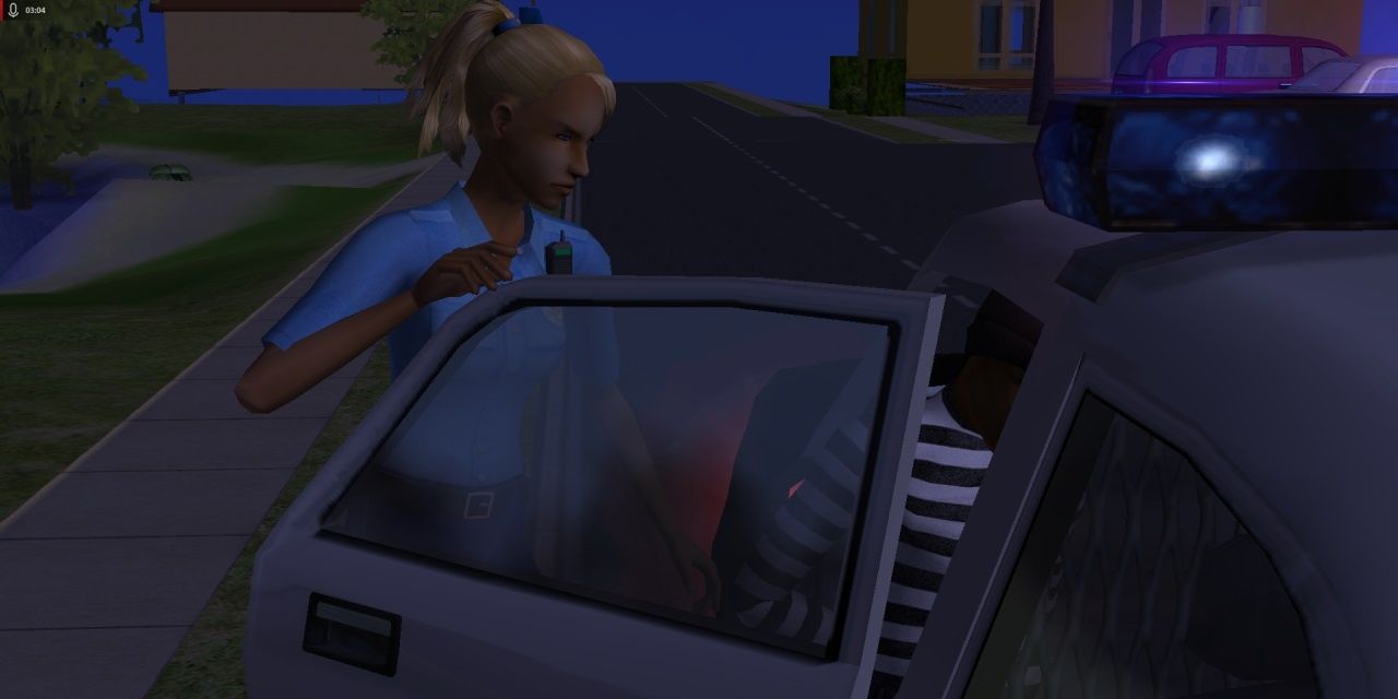 Police Officer Arresting A Burglar In The Sims 2